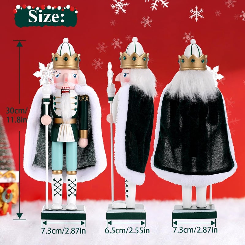 Tpudn Store Christmas Decorations Nutcracker,12 inch Wooden Traditional Nutcracker,Festive Collectible Christmas Ornament Gift for Family Friends (Snowflake Scepter) - Image 3